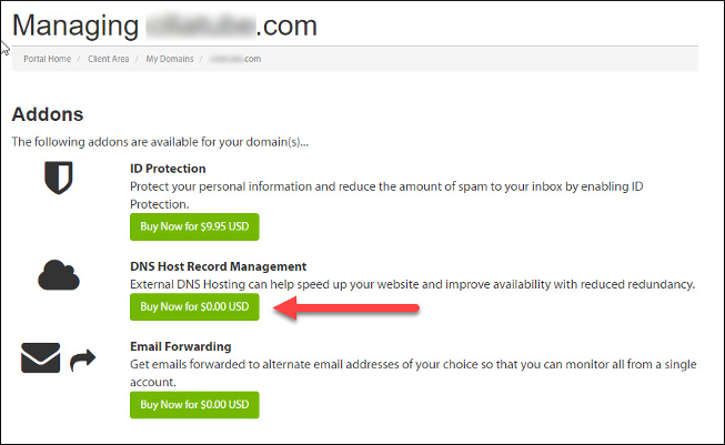 Customer Portal - Order DNS Host Record Management