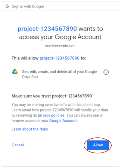 Google Drive - Verification step 1