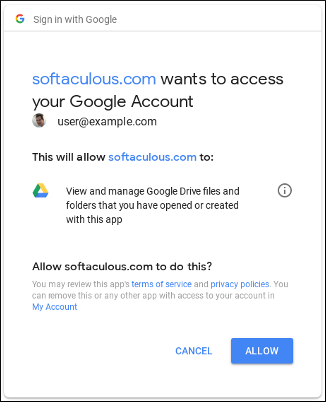 Softaculous - Google Drive - Grant access