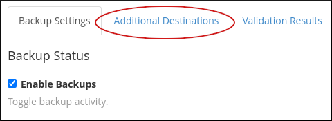 WHM - Backup Configuration - Additional Destinations tab