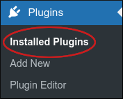 WordPress sidebar - Plugins - Installed Plugins